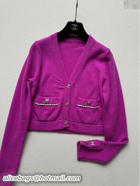 Most Popular Chanel Wool Cardigan with Pockets CH92316 Purple 2024