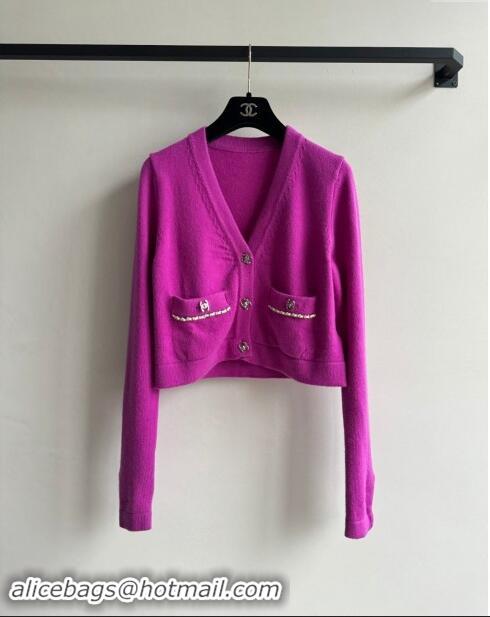 Most Popular Chanel Wool Cardigan with Pockets CH92316 Purple 2024