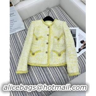 ​Grade Quality Chanel Tweed Jacket CH92501 Yellow 2024