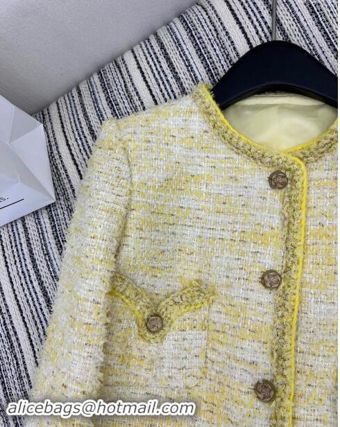 ​Grade Quality Chanel Tweed Jacket CH92501 Yellow 2024