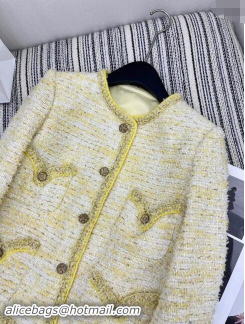 ​Grade Quality Chanel Tweed Jacket CH92501 Yellow 2024