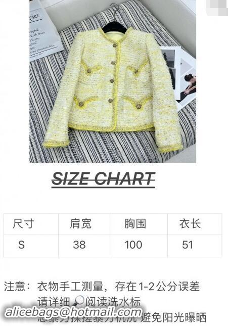 ​Grade Quality Chanel Tweed Jacket CH92501 Yellow 2024