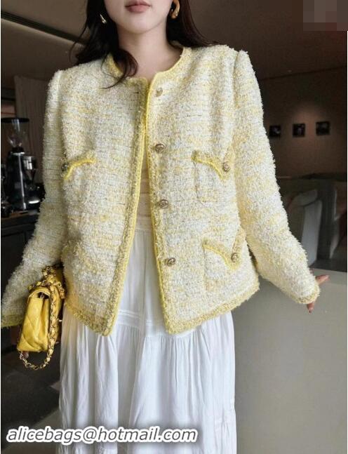 ​Grade Quality Chanel Tweed Jacket CH92501 Yellow 2024