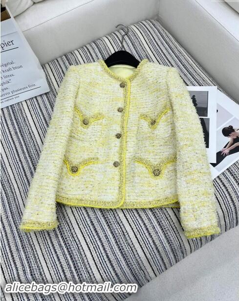 ​Grade Quality Chanel Tweed Jacket CH92501 Yellow 2024