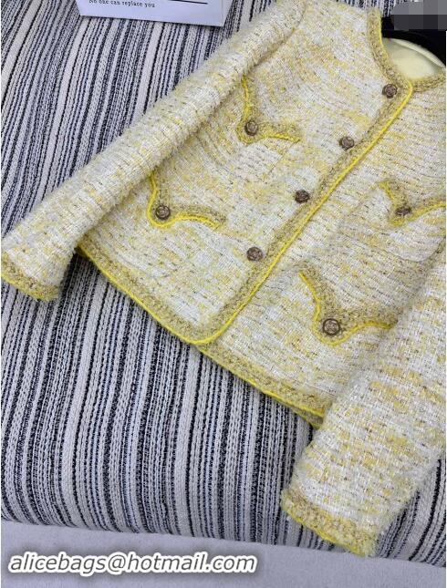 ​Grade Quality Chanel Tweed Jacket CH92501 Yellow 2024