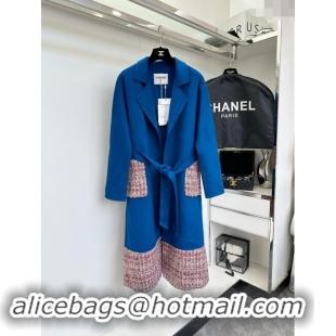 ​Top Grade Chanel Cashmere Coat CH92522 Blue 2024