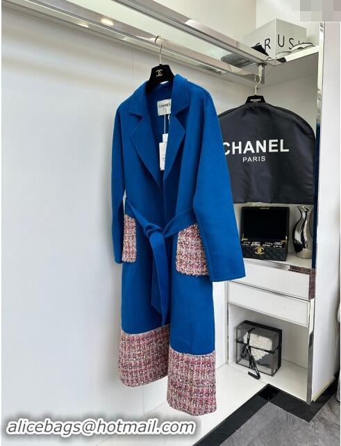 ​Top Grade Chanel Cashmere Coat CH92522 Blue 2024