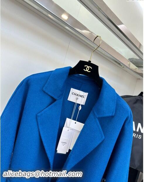 ​Top Grade Chanel Cashmere Coat CH92522 Blue 2024