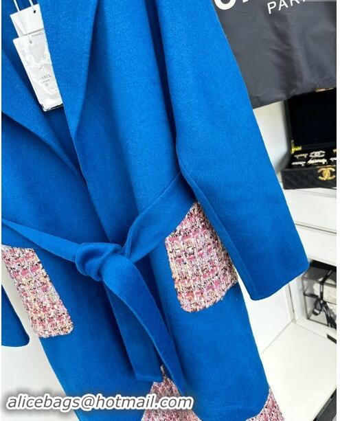 ​Top Grade Chanel Cashmere Coat CH92522 Blue 2024