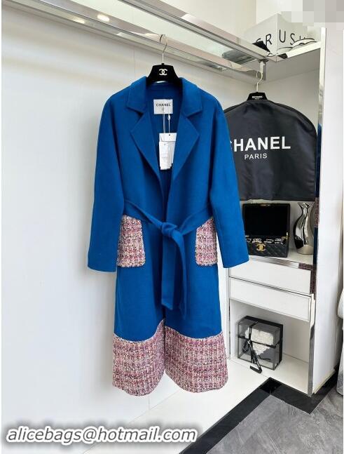 ​Top Grade Chanel Cashmere Coat CH92522 Blue 2024