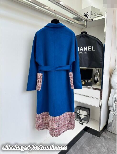 ​Top Grade Chanel Cashmere Coat CH92522 Blue 2024