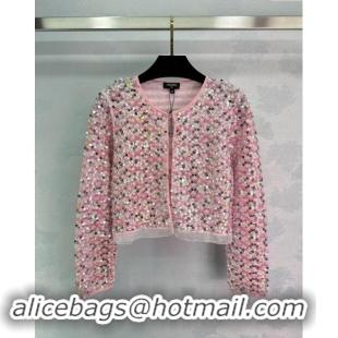 Grade Inexpensive Chanel Sequins Cardigan CH92523 Pink 2024