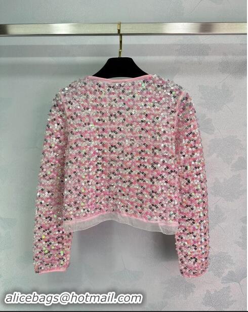 Grade Inexpensive Chanel Sequins Cardigan CH92523 Pink 2024