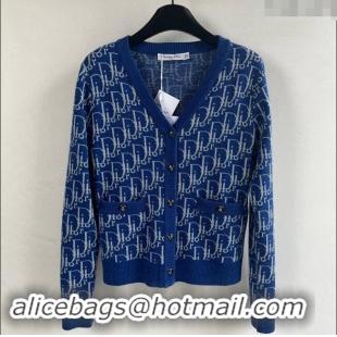 Reasonable Price Dior Cashmere Cardigan D82401 Blue 2024