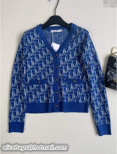 Reasonable Price Dior Cashmere Cardigan D82401 Blue 2024