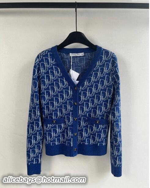 Reasonable Price Dior Cashmere Cardigan D82401 Blue 2024