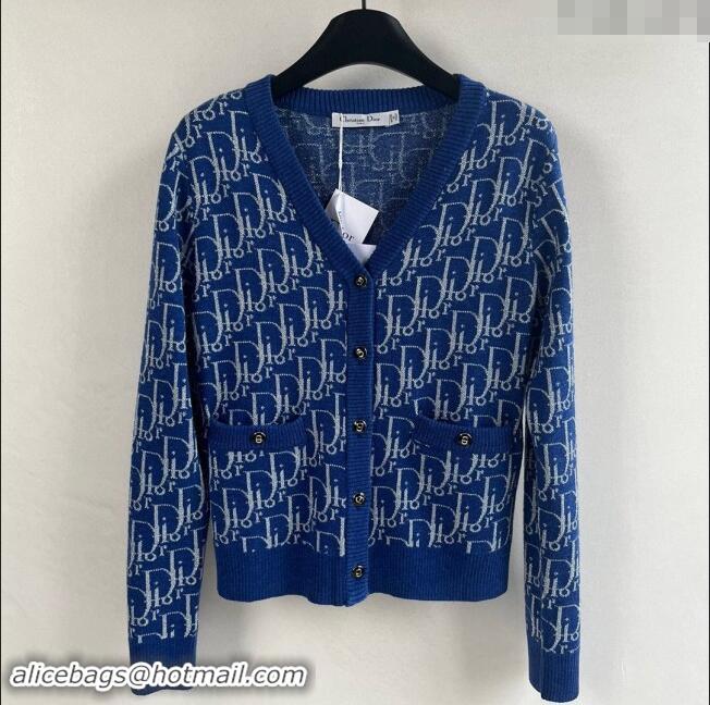 Reasonable Price Dior Cashmere Cardigan D82401 Blue 2024