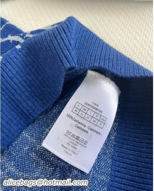 Super Quality Dior Cashmere Short-sleeved Sweater D82403 Blue 2024