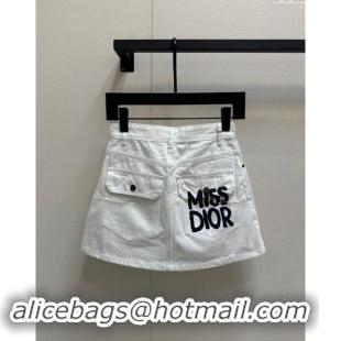 Top Design Dior Miss Dior Denim Skirt D83012 White 2024