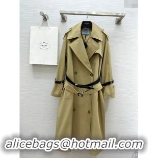 Well Crafted Prada Long Trench Coat with Belt P91912 Khaki 2024