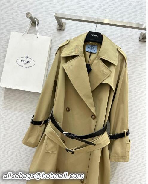 Well Crafted Prada Long Trench Coat with Belt P91912 Khaki 2024