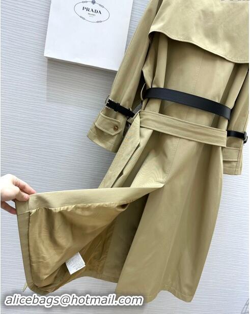 Well Crafted Prada Long Trench Coat with Belt P91912 Khaki 2024