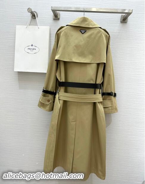 Well Crafted Prada Long Trench Coat with Belt P91912 Khaki 2024