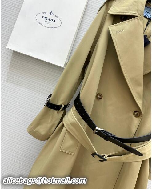 Well Crafted Prada Long Trench Coat with Belt P91912 Khaki 2024