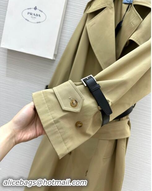 Well Crafted Prada Long Trench Coat with Belt P91912 Khaki 2024