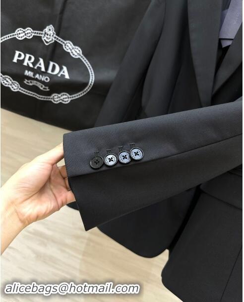 Super Quality Prada Jacket with Belt M92504 Black 2024