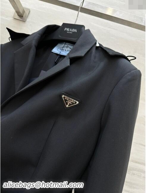 Super Quality Prada Jacket with Belt M92504 Black 2024