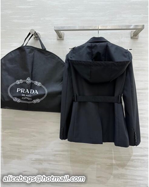 Super Quality Prada Jacket with Belt M92504 Black 2024