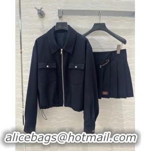 Top Quality Prada Jacket and Skirt P92506 Black 2024