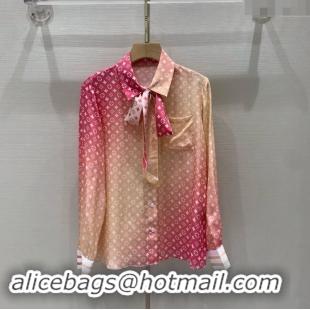 ​Well Crafted Louis Vuitton Monogram Silk Shirt LV82217 Pink 2024