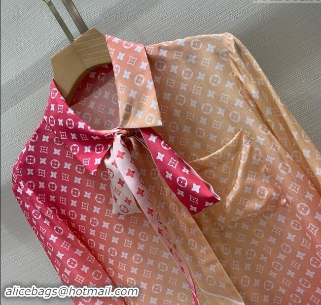 ​Well Crafted Louis Vuitton Monogram Silk Shirt LV82217 Pink 2024