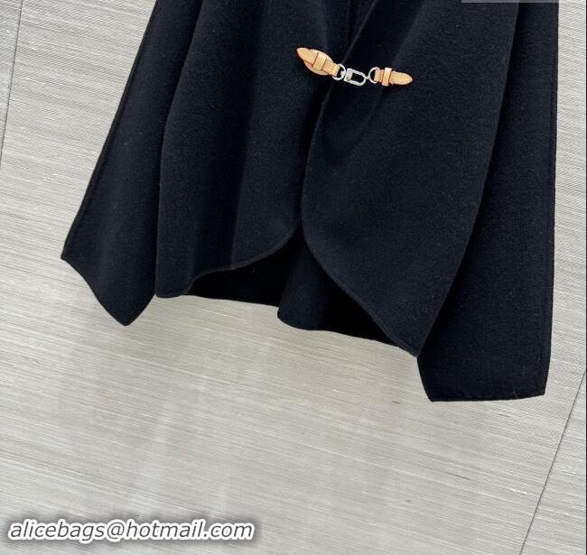 Well Crafted Louis Vuitton Cashmere Cape LV83018 Black 2024