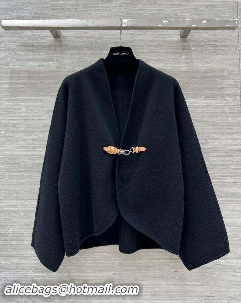 Well Crafted Louis Vuitton Cashmere Cape LV83018 Black 2024