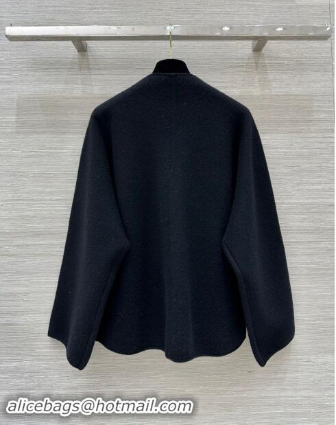 Well Crafted Louis Vuitton Cashmere Cape LV83018 Black 2024