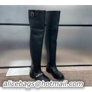 Perfect Dior D-Quest Thigh High Boots in Black Supple Calfskin 930022