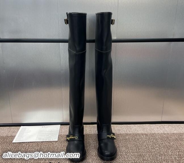 Perfect Dior D-Quest Thigh High Boots in Black Supple Calfskin 930022