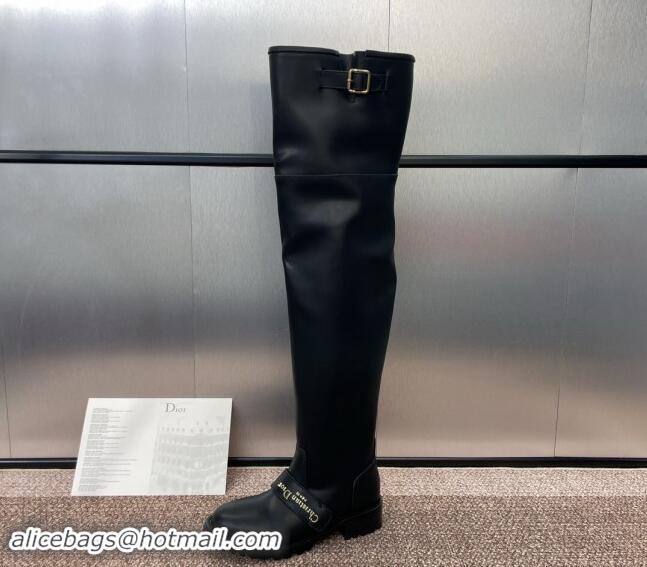 Perfect Dior D-Quest Thigh High Boots in Black Supple Calfskin 930022