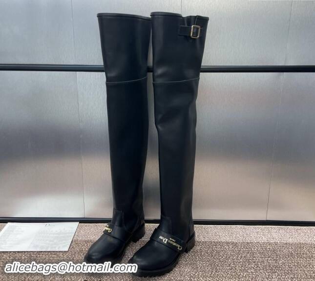 Perfect Dior D-Quest Thigh High Boots in Black Supple Calfskin 930022