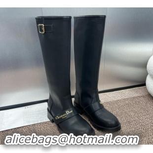 Best Price Dior D-Quest High Boots 2.5cm in Black Supple Calfskin 930023