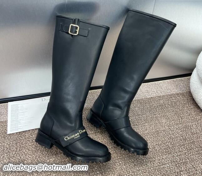 Best Price Dior D-Quest High Boots 2.5cm in Black Supple Calfskin 930023