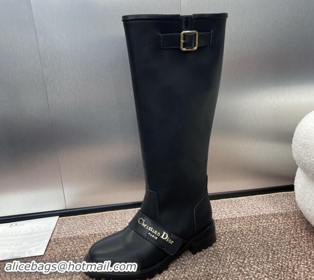 Best Price Dior D-Quest High Boots 2.5cm in Black Supple Calfskin 930023