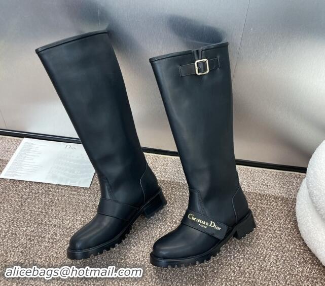 Best Price Dior D-Quest High Boots 2.5cm in Black Supple Calfskin 930023