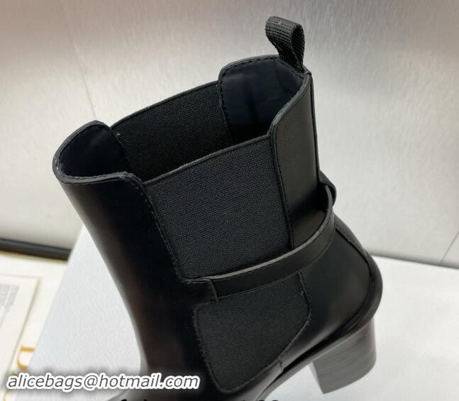 Unique Style Dior 30 Montaigne Heeled Ankle Boots 7cm in Black Calfskin with CD Buckle 930029