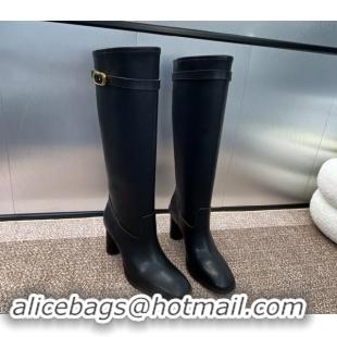 Top Design Dior Empreinte Heeled High Boots 9cm in Black Calfskin with CD Buckle 930030