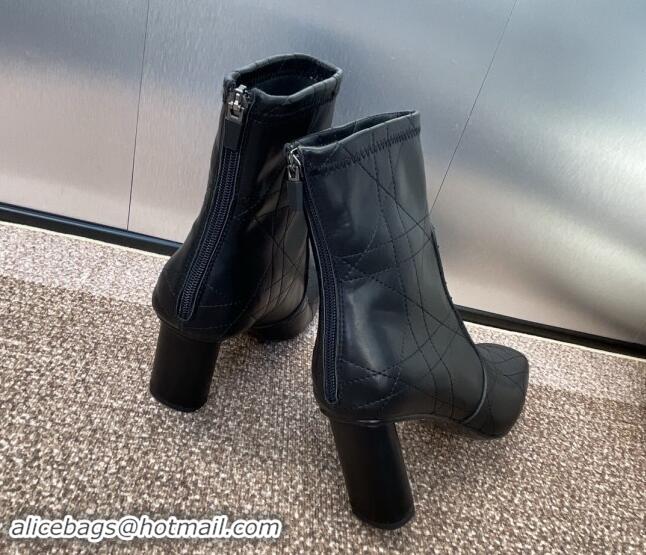 Luxury Cheap Dior D-Shadow Heeled Ankle Boots 9cm in Black Leather-Effect Stretch Material with Macrocannage Motif 93003