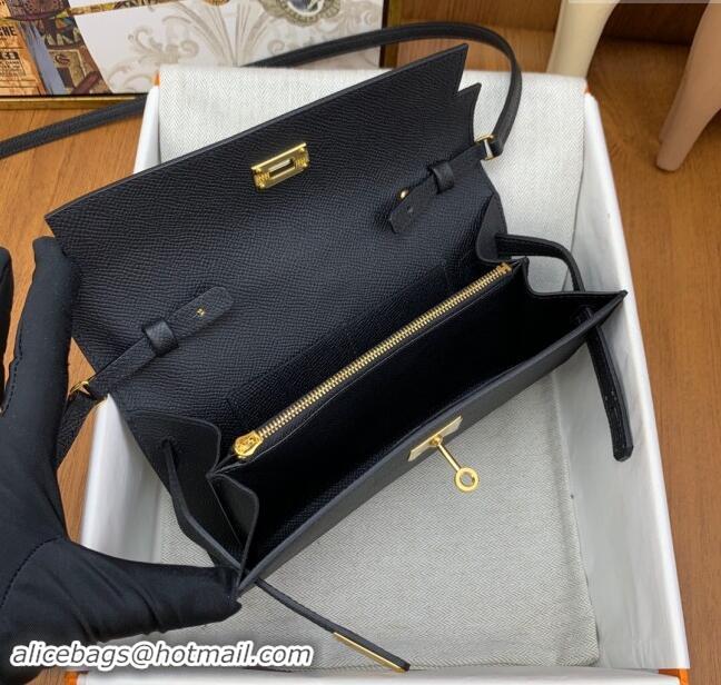 Grade Quality Hermes Kelly To Go Wallet Bag in Original Epsom Leather H0801 Black/Gold 2024 (Full Handmade)